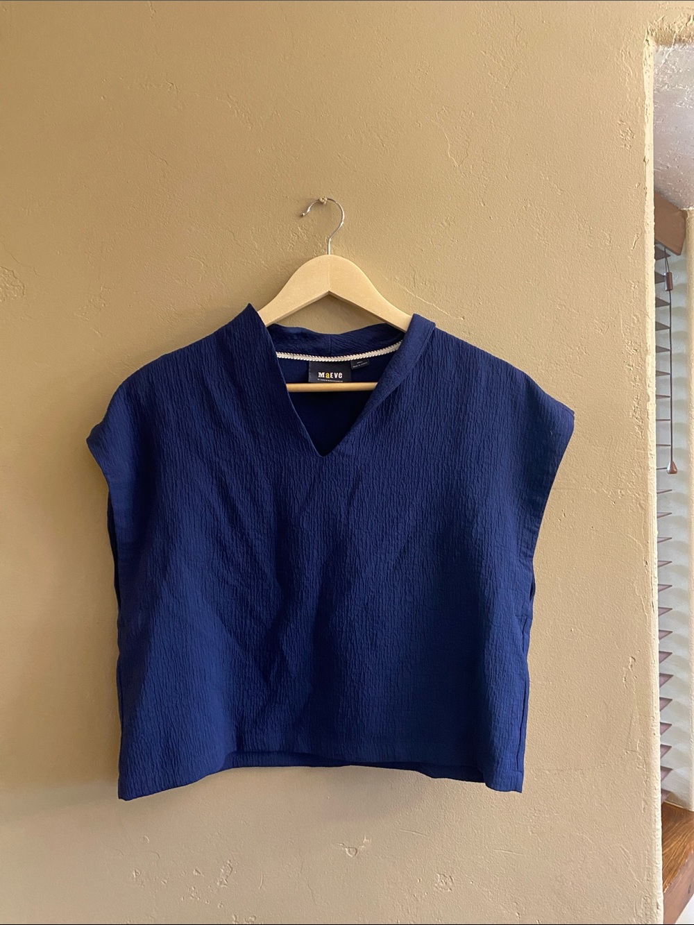 Maeve Navy V-Neck Boxy Crop Top